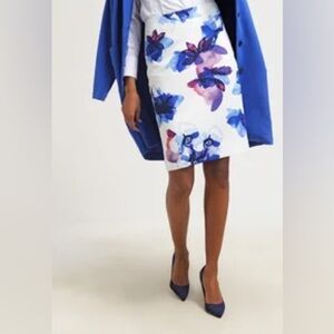 NWT Banana Republic Watercolor Celia Pencil Skirt Size 12 Cotton Lined Back Zip